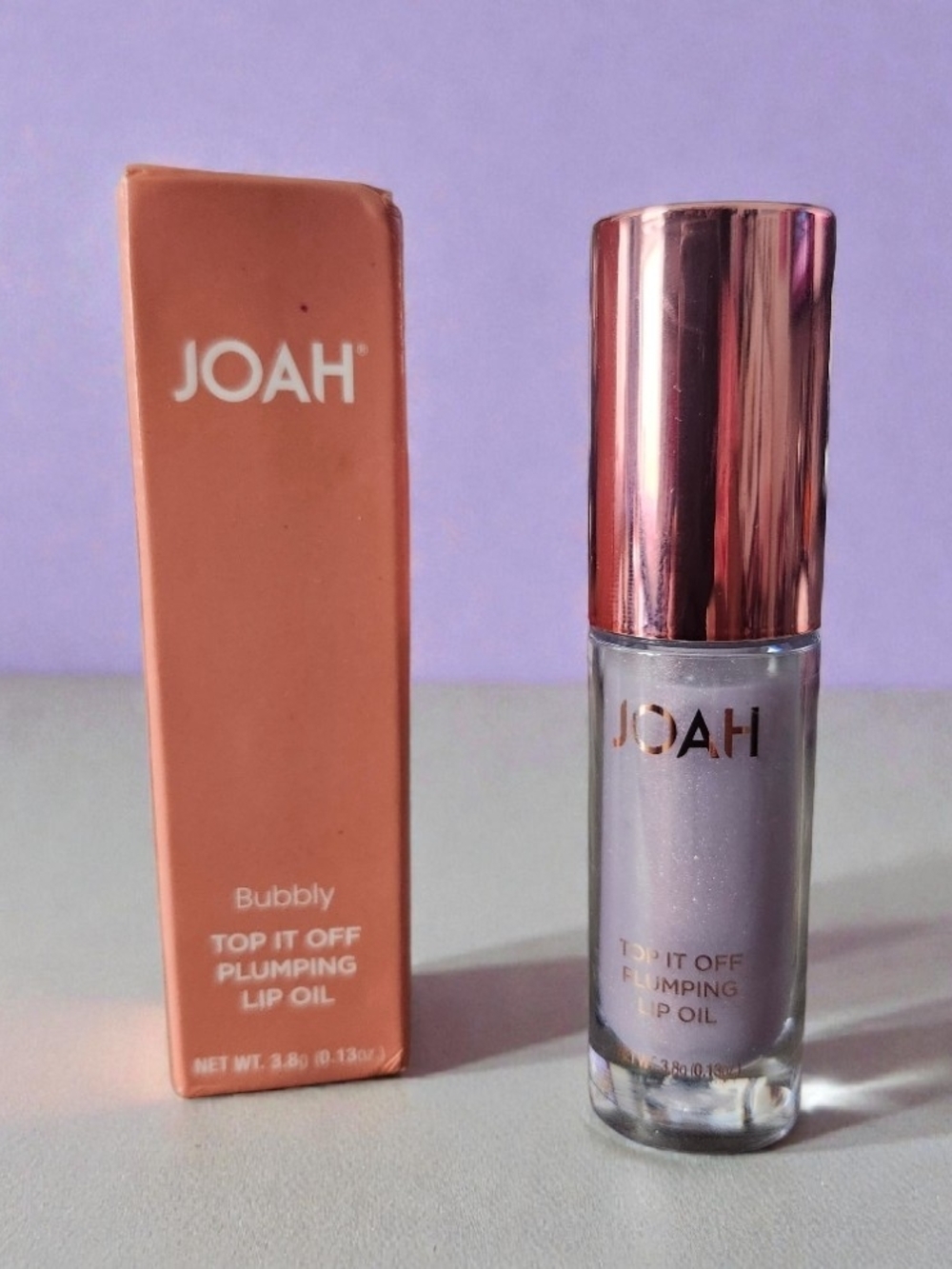 JOAH Top It Off 'Bubbly' Plumping Lip Oil - Shimmery Silver NIB